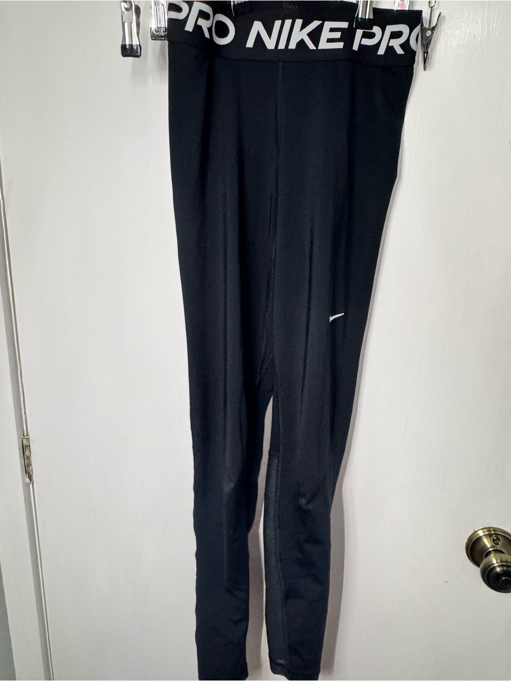 Nike Black Women's Pro Compression Leggings with White Logo